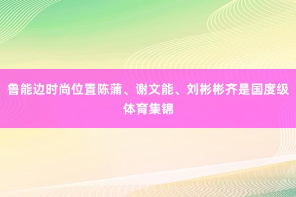 鲁能边时尚位置陈蒲、谢文能、刘彬彬齐是国度级体育集锦