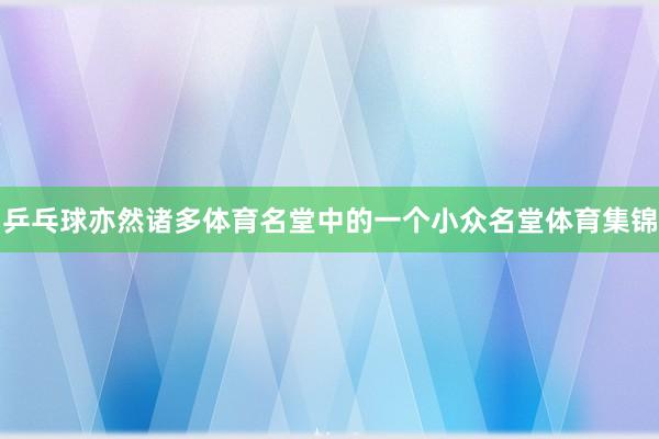 乒乓球亦然诸多体育名堂中的一个小众名堂体育集锦
