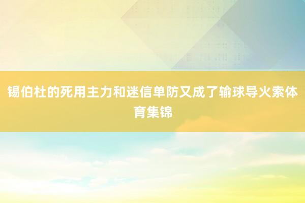 锡伯杜的死用主力和迷信单防又成了输球导火索体育集锦