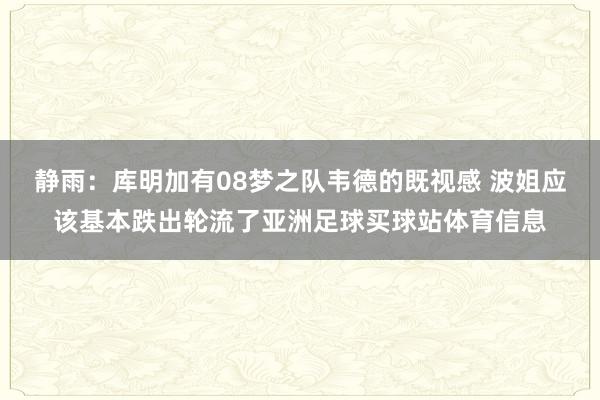 静雨：库明加有08梦之队韦德的既视感 波姐应该基本跌出轮流了