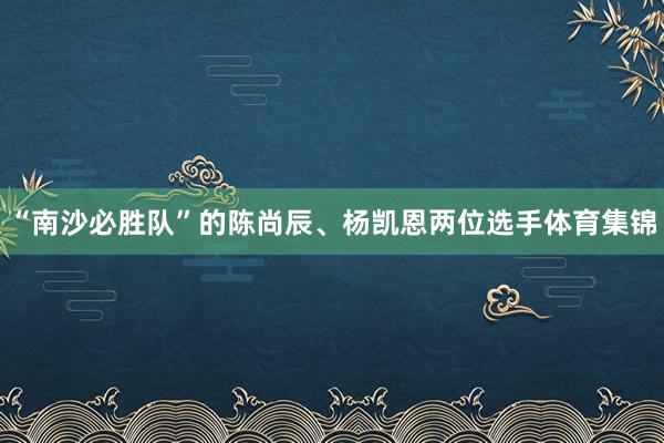 “南沙必胜队”的陈尚辰、杨凯恩两位选手体育集锦