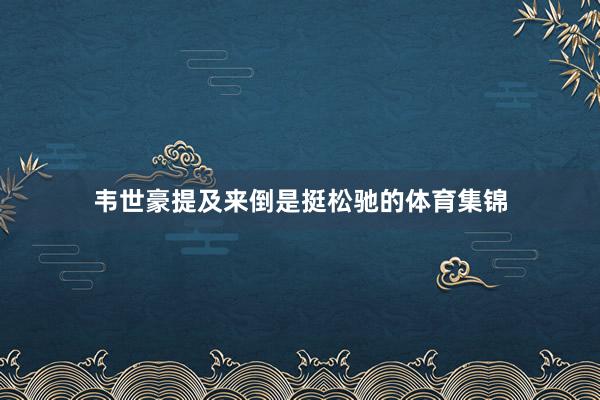 韦世豪提及来倒是挺松驰的体育集锦