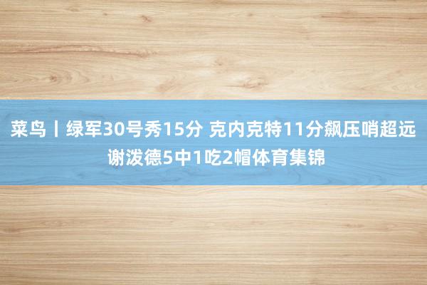 菜鸟丨绿军30号秀15分 克内克特11分飙压哨超远 谢泼德5中1吃2帽体育集锦