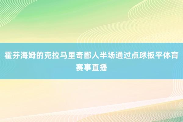 霍芬海姆的克拉马里奇鄙人半场通过点球扳平体育赛事直播